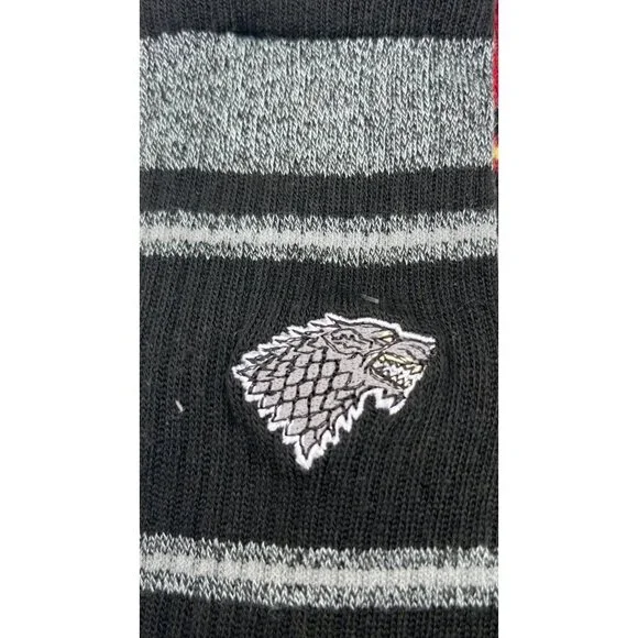 2x Game of Thrones Stark Men’s Athletic Crew Socks Black Size 6-12 2-Pack Each - Picture 6 of 8